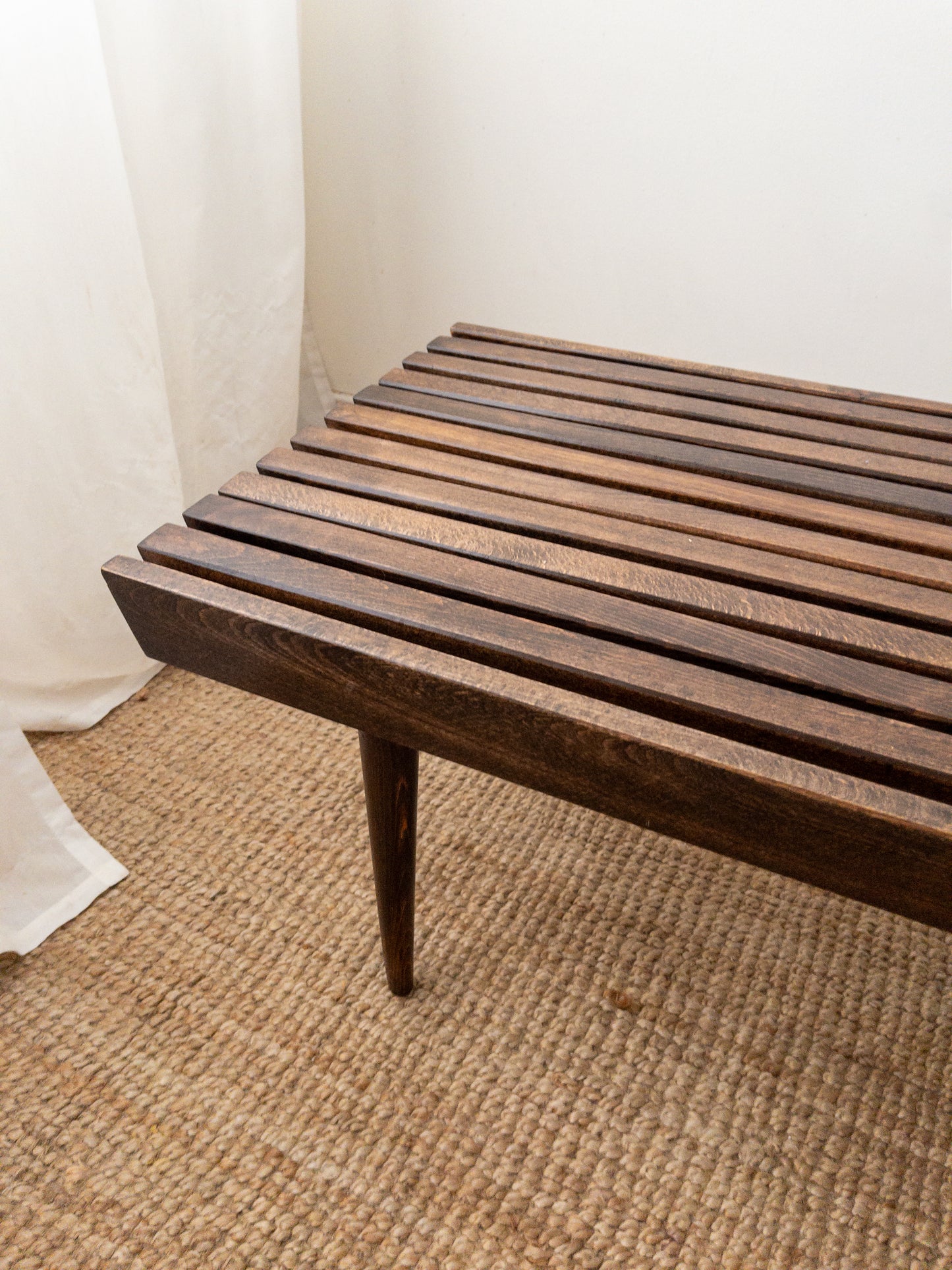 Midcentury slat bench