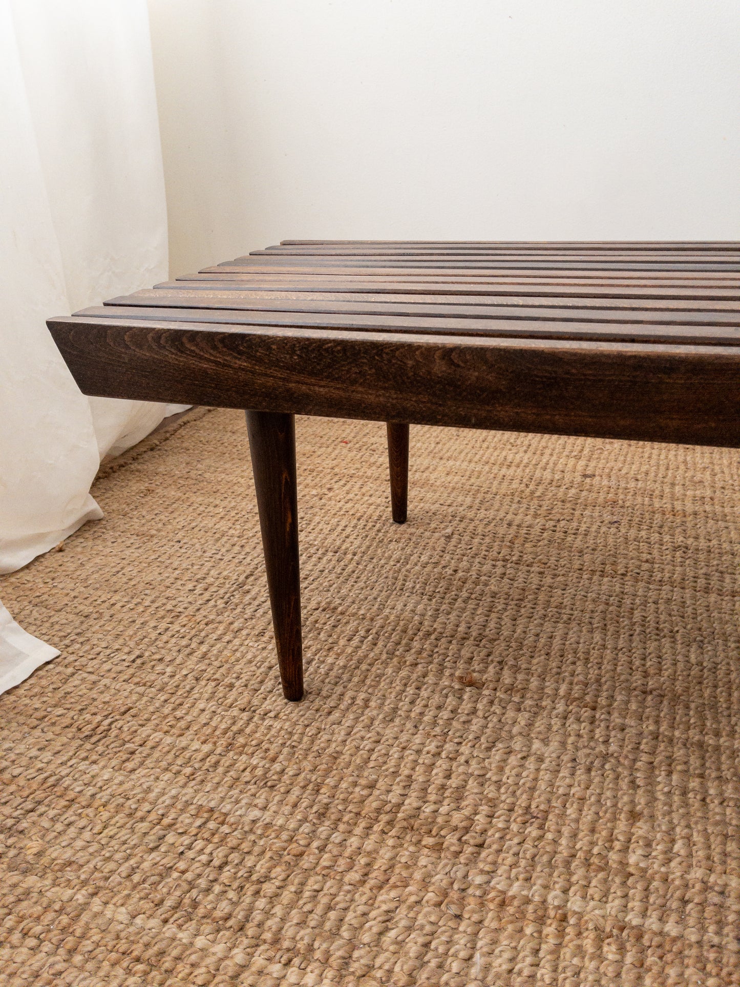 Midcentury slat bench