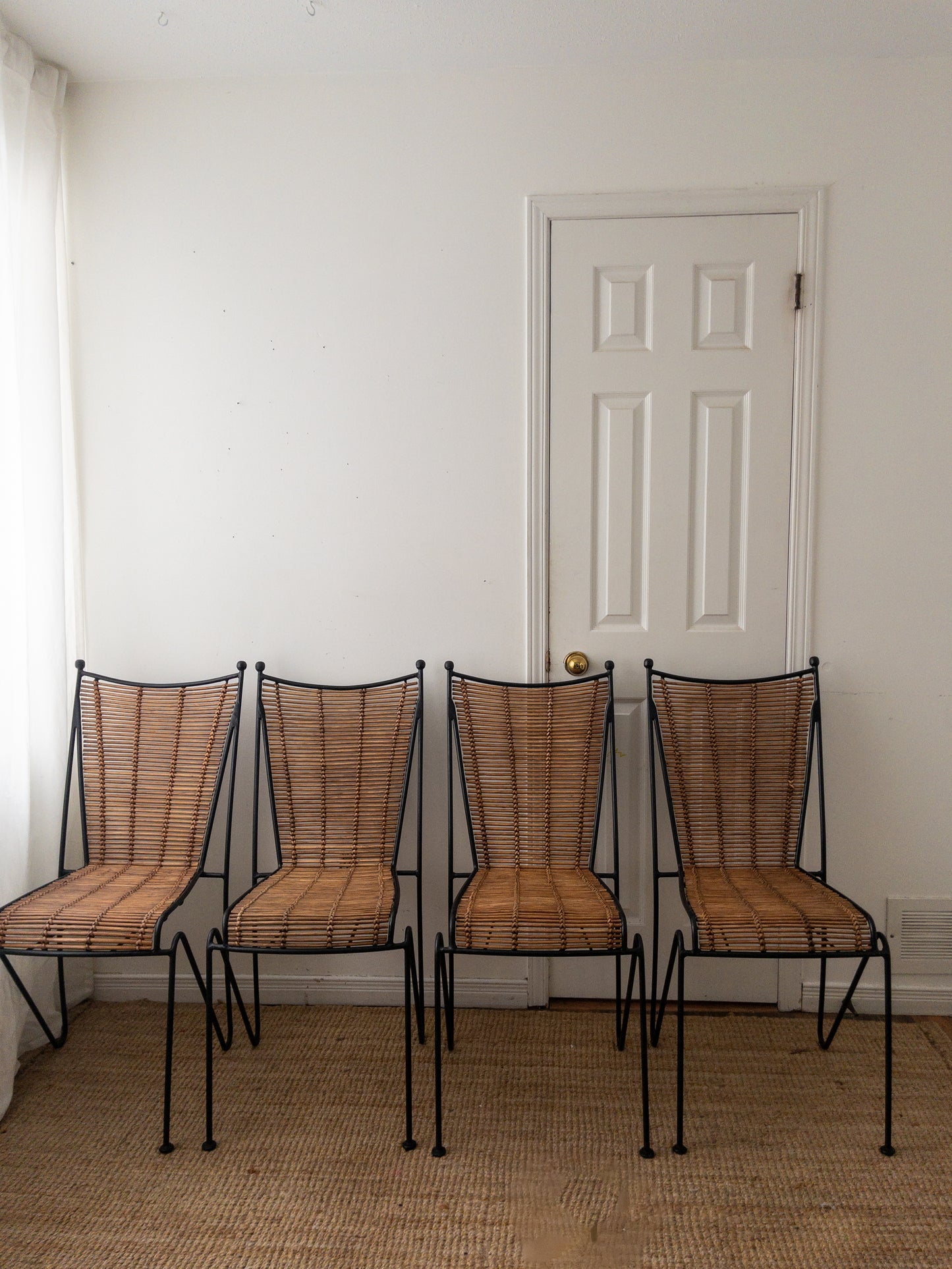 50s iron and rattan chair set