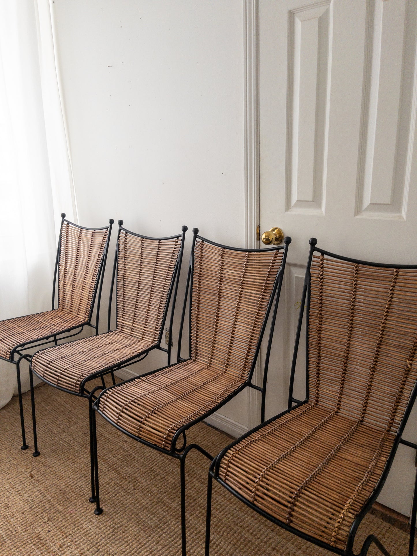 50s iron and rattan chair set