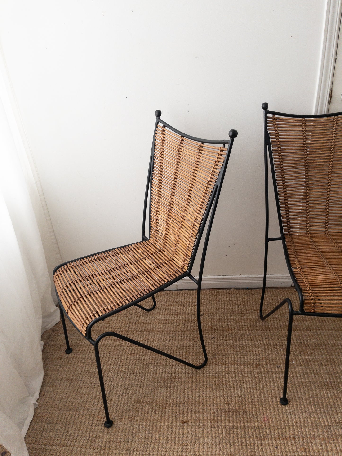 50s iron and rattan chair set