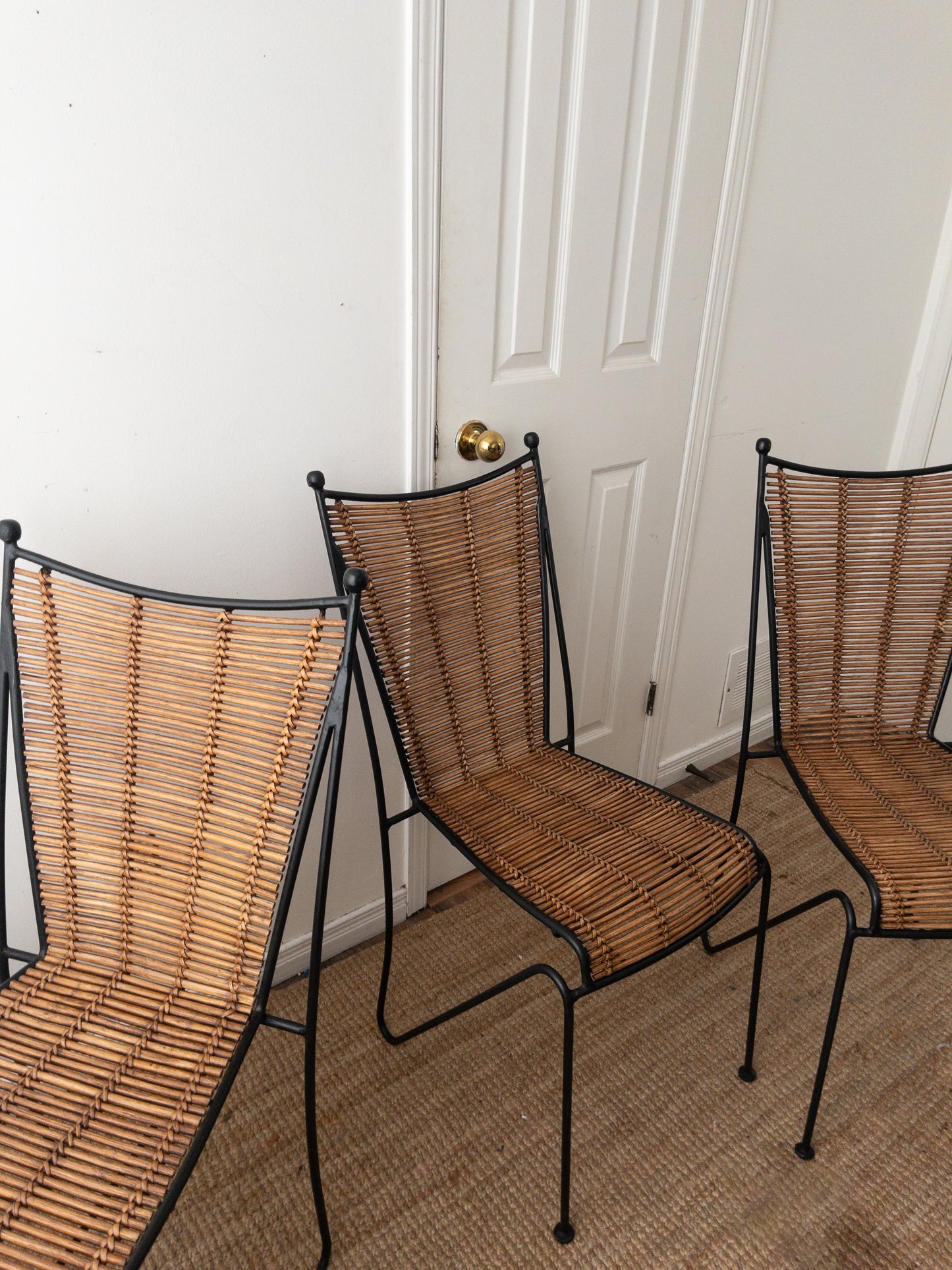 50s iron and rattan chair set