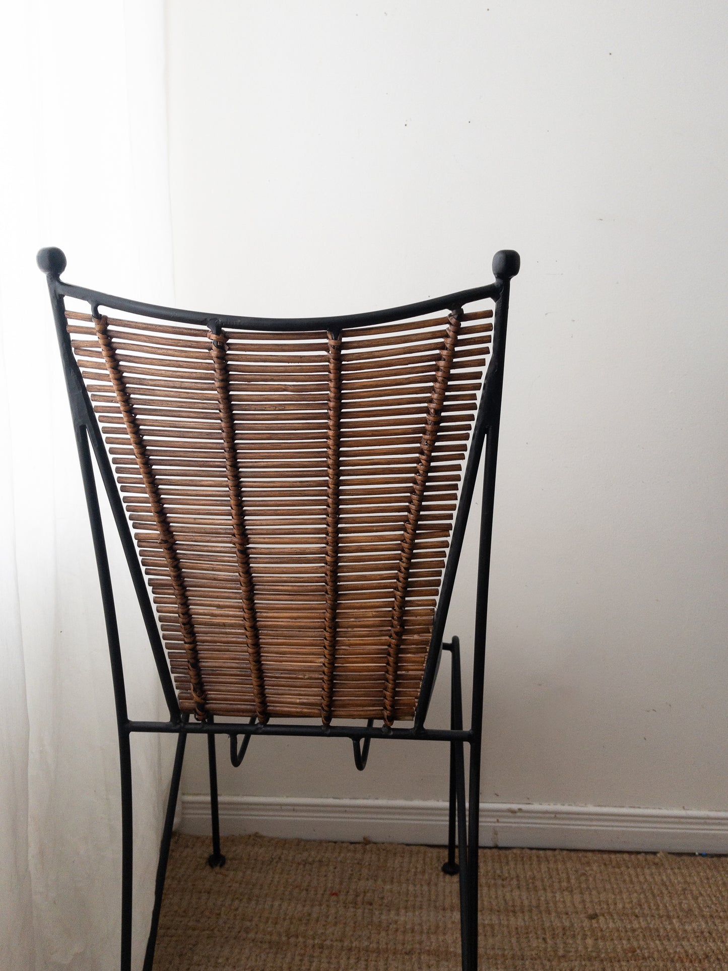 50s iron and rattan chair set