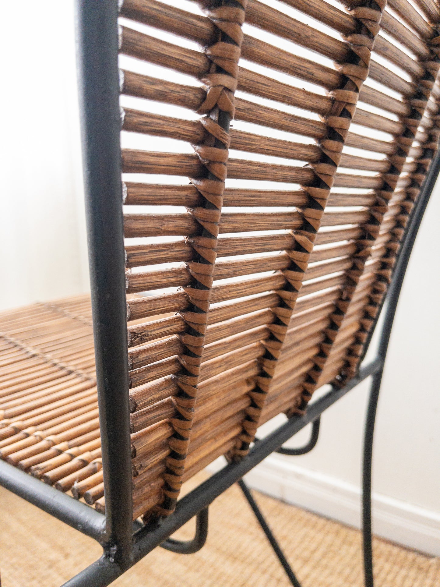 50s iron and rattan chair set