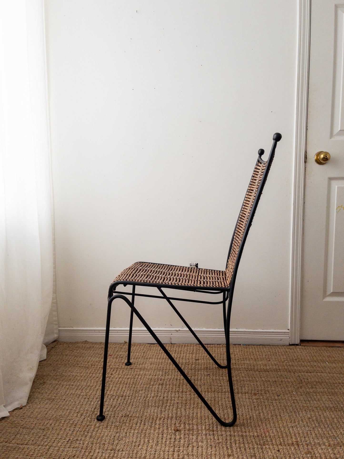 50s iron and rattan chair set
