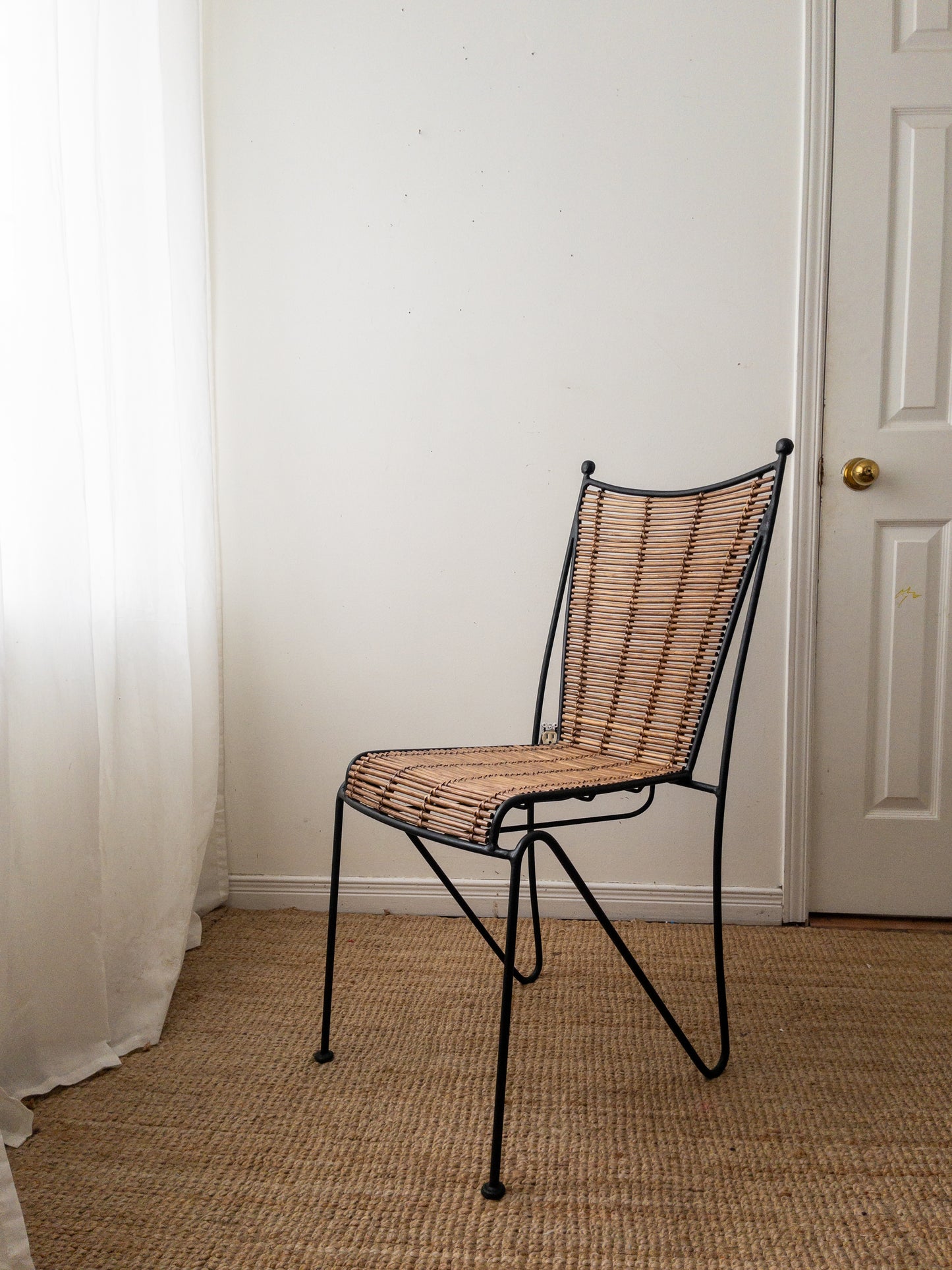 50s iron and rattan chair set