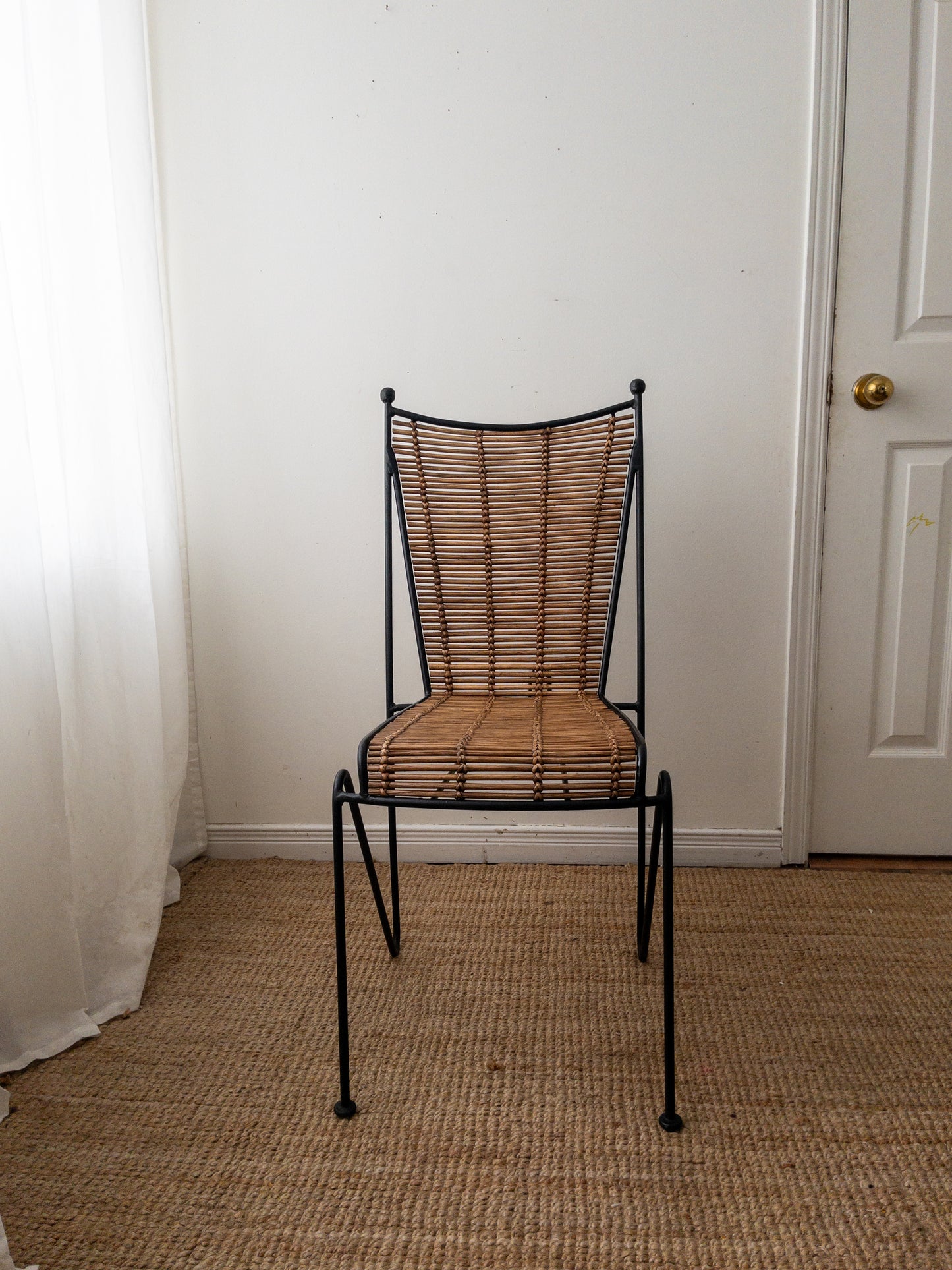 50s iron and rattan chair set