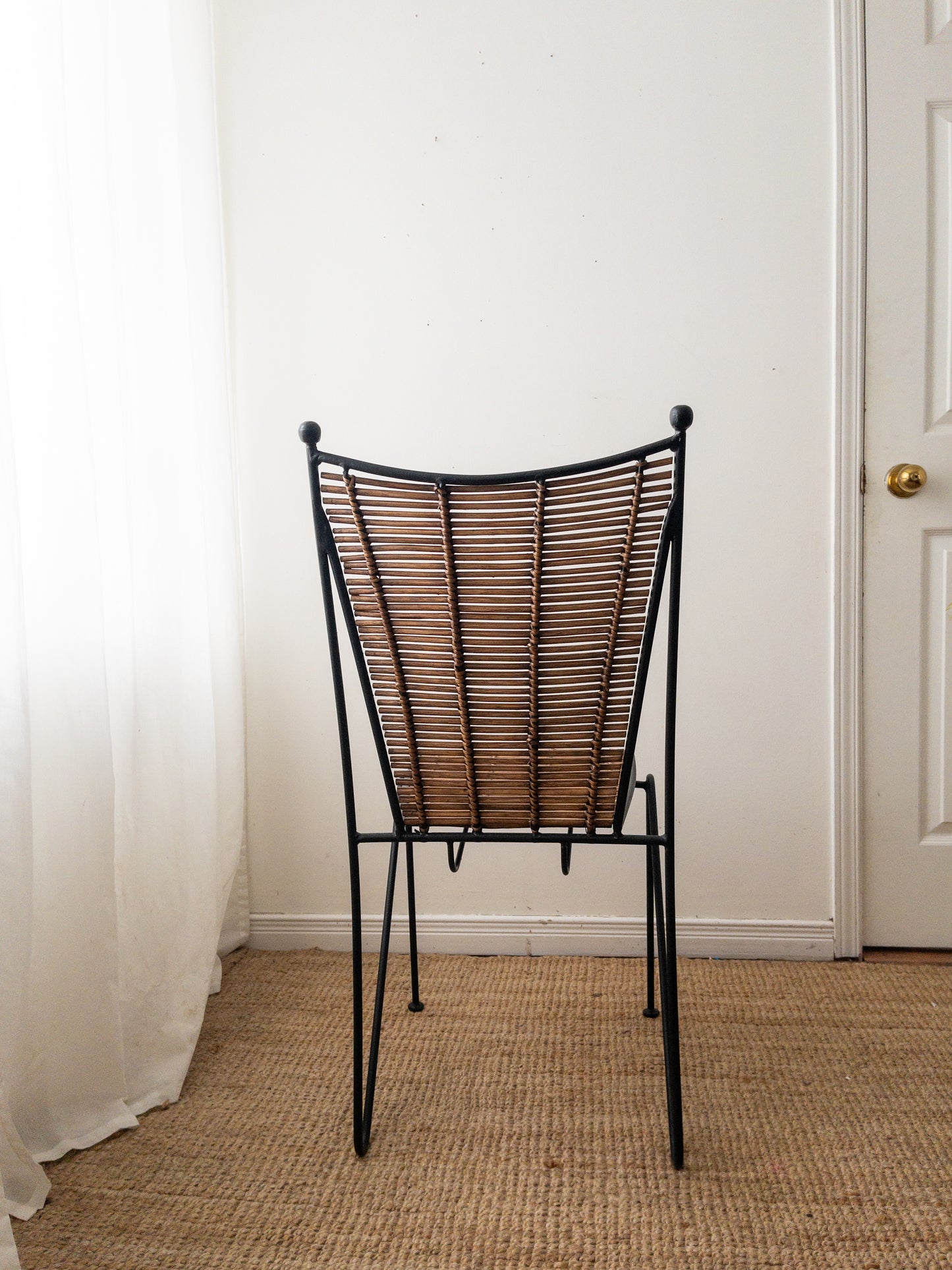 50s iron and rattan chair set