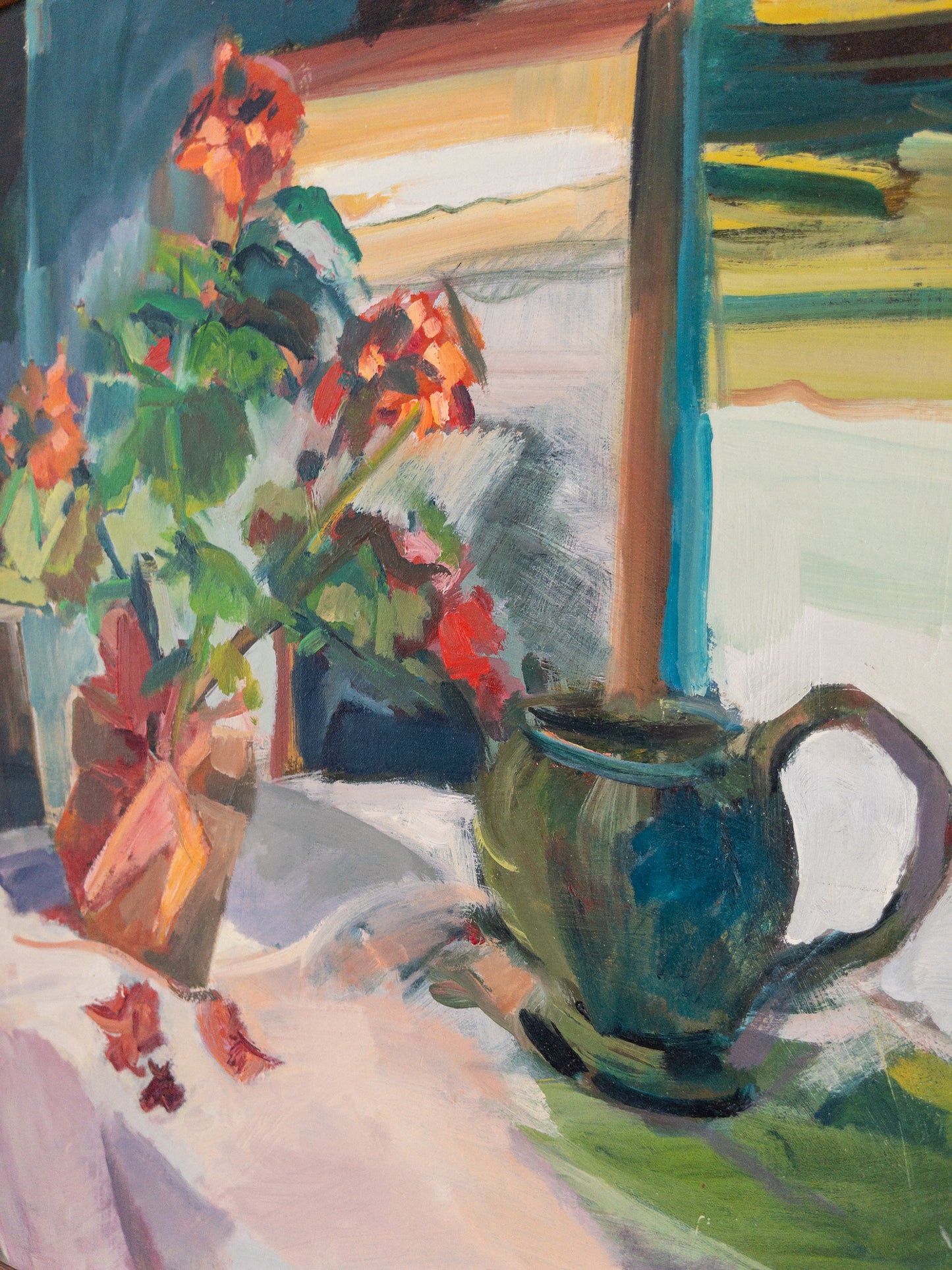 "Geraniums" oil painting