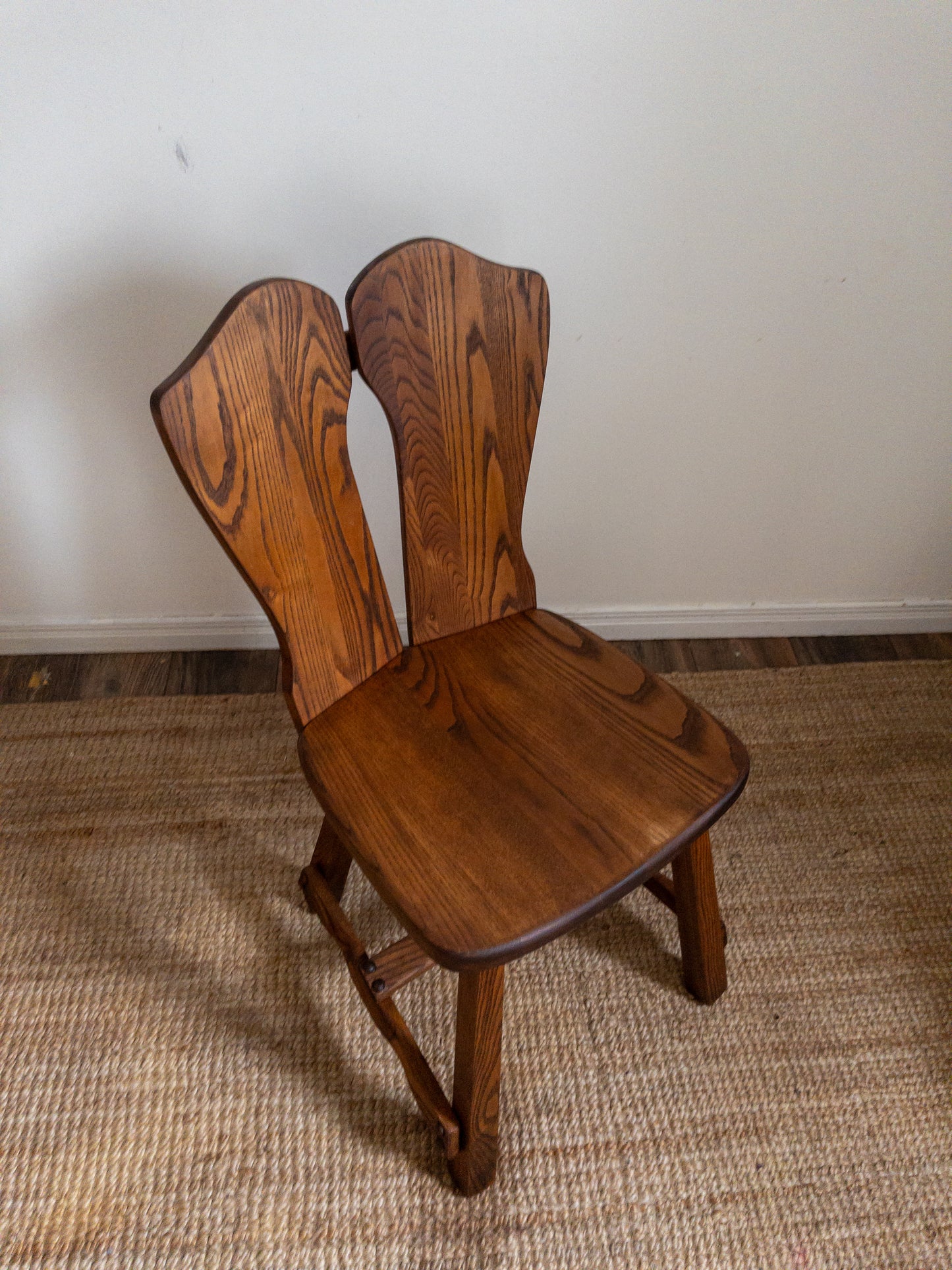 70s carved oak dining chairs